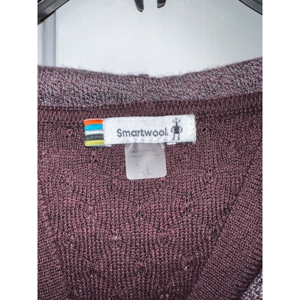 Smartwool Womens XL Wool Blend Knit Hoodie Sweater Plum Mauve SW016490 - Picture 2 of 6